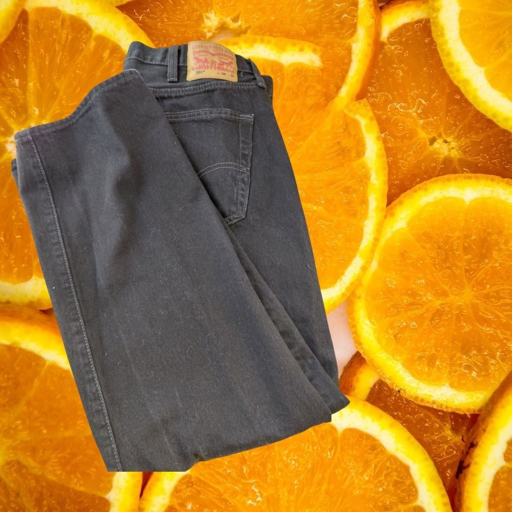 Levis 501 Original Fit Mens Black Straight Leg Denim Jeans 38x30 Button Fly